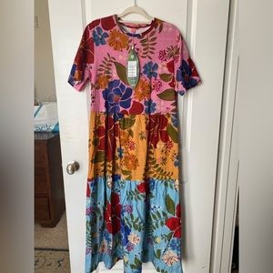 FarmRio colorful floral dress pink maxi dress